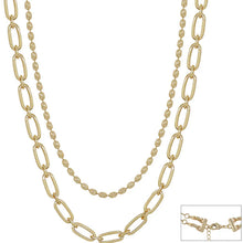 Load image into Gallery viewer, Double Layered Oval & Flat Chain Necklace