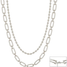 Load image into Gallery viewer, Double Layered Oval & Flat Chain Necklace