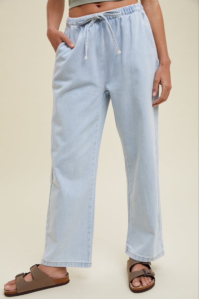 DENIM DRAWSTRING PANTS