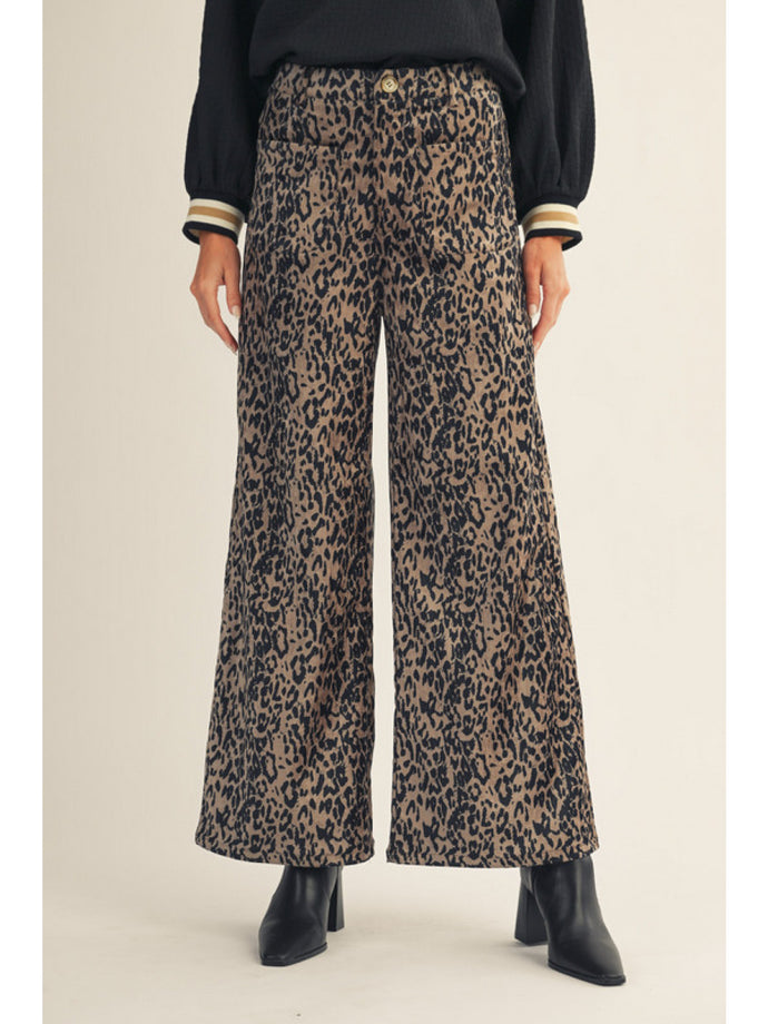 Wide Leg Leopard Pants