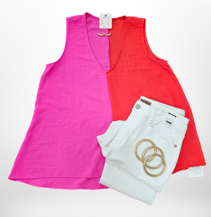 HOT PINK & RED TANK TOP