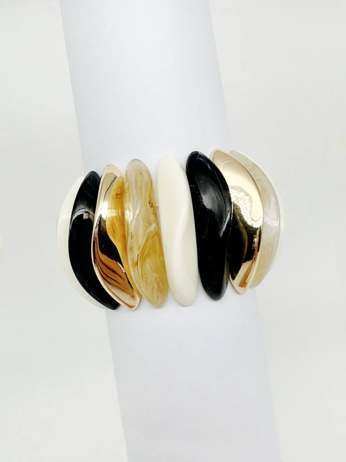 White, Black & Gold Bracelet