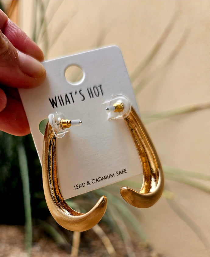 Matte Gold Curved Hoops