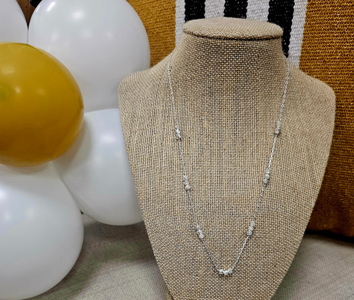 THREE BEADED SILVER NECKLACE