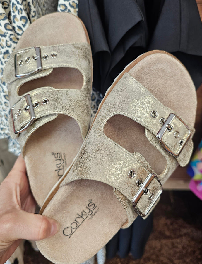 GOLD WASHED METALLIC SHOES