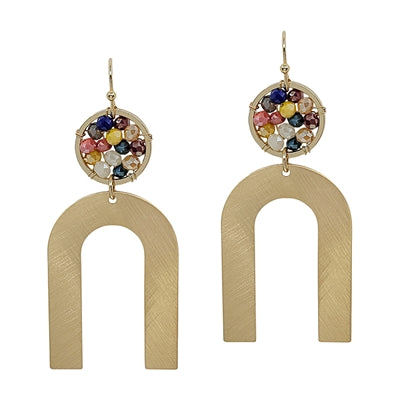 Multi Crystal on Gold Earring