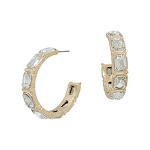 Load image into Gallery viewer, Rectangle Shaped Crystal Hoop Earring
