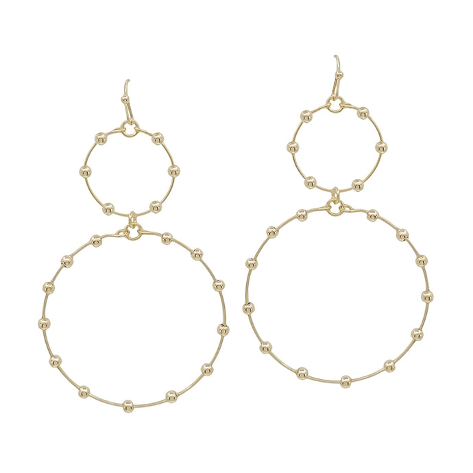 Gold Dlb Circle W/ Beaded Accents Earring