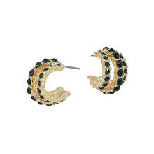 Load image into Gallery viewer, Three Row Rhinestone Hoop Earrings
