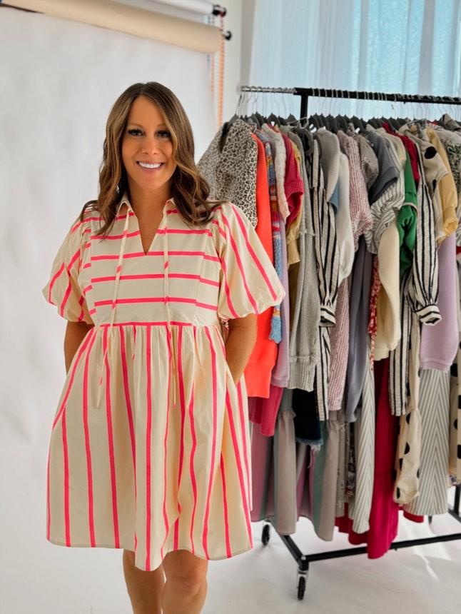 Pink & White Dress