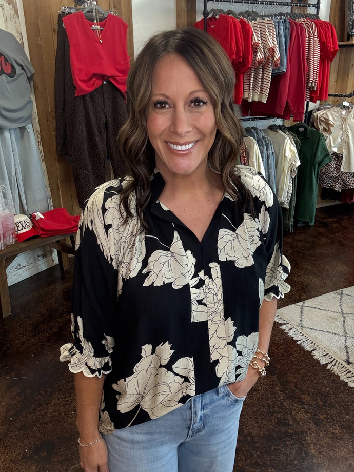 The Black Peony Top