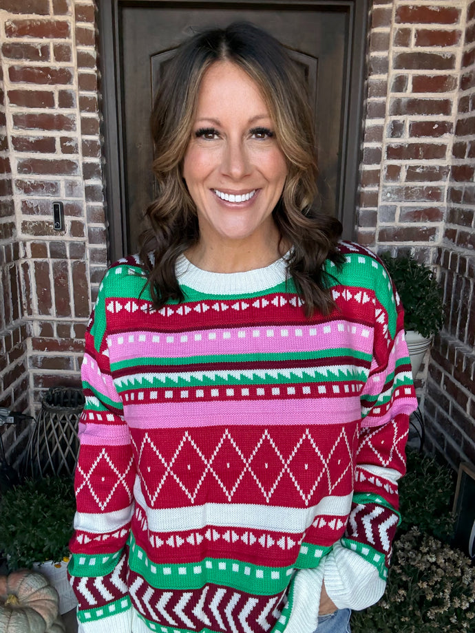 Multicolored Winter Pattern Sweater