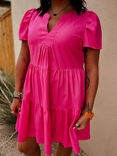 Load image into Gallery viewer, HOT PINK TIERED DRESS
