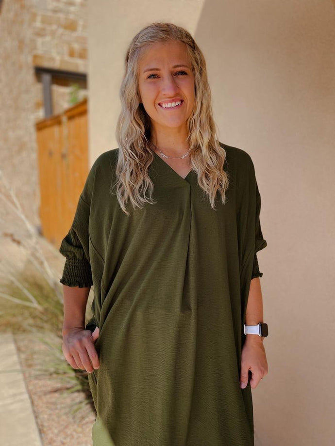 THE OLIVE TEXT DRESS