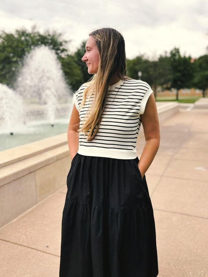 THE STRIPED MIDI DRESS