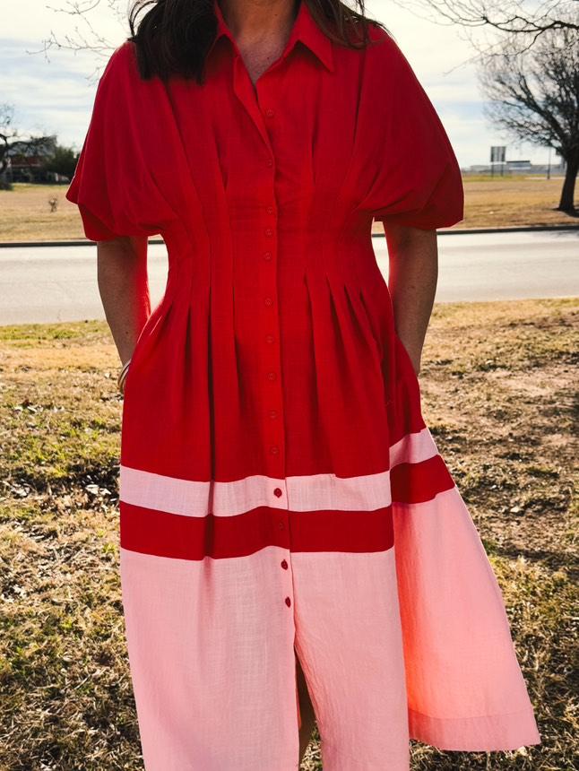 RED ORANGE MIDI DRESS