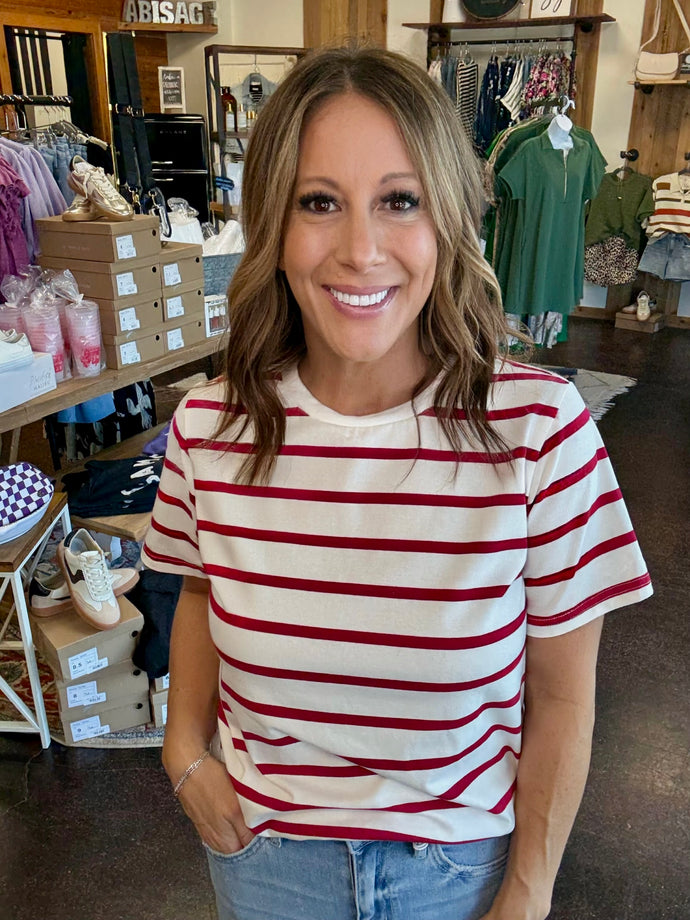 The Burgundy Stripe Top