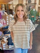 Load image into Gallery viewer, Striped Rolled Sleeve Knit Tee
