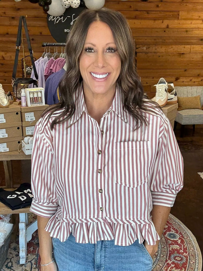 Striped Ruffle Blouse