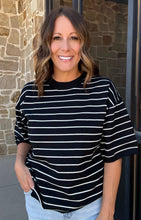 Load image into Gallery viewer, Black &amp; White Striped Sweater
