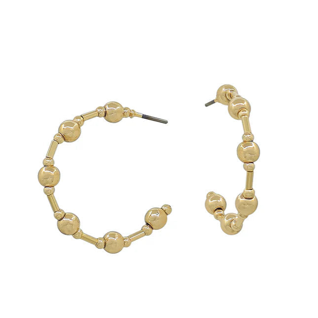 Gold Beaded Hoop Earrings