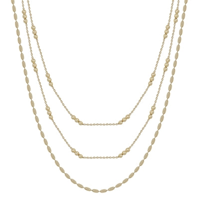 Thin Chain with Triple Dot Beaded Layered Necklace