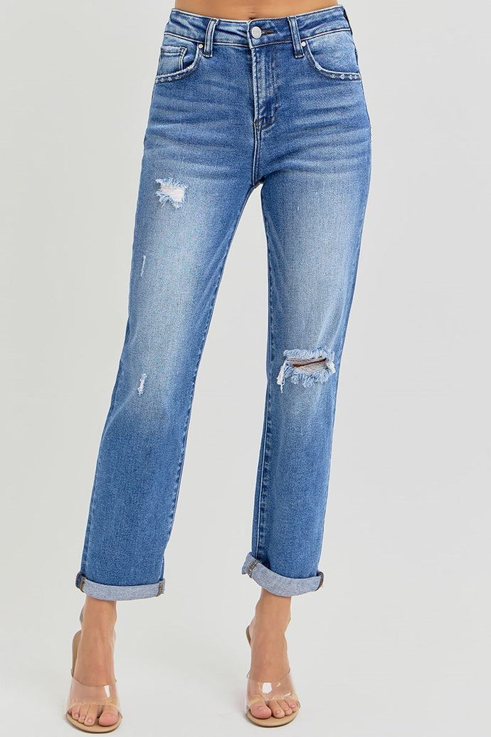 High Rise Crop Girlfriend Jeans