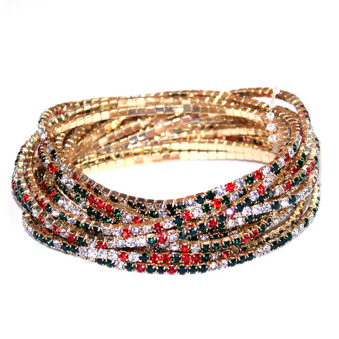 Multi-Strand Christmas Crystal Bracelet