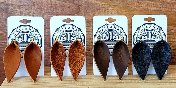 Leather Leaf Earrings