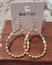 Load image into Gallery viewer, GOLD &amp; WOOD TEARDOP EARRING
