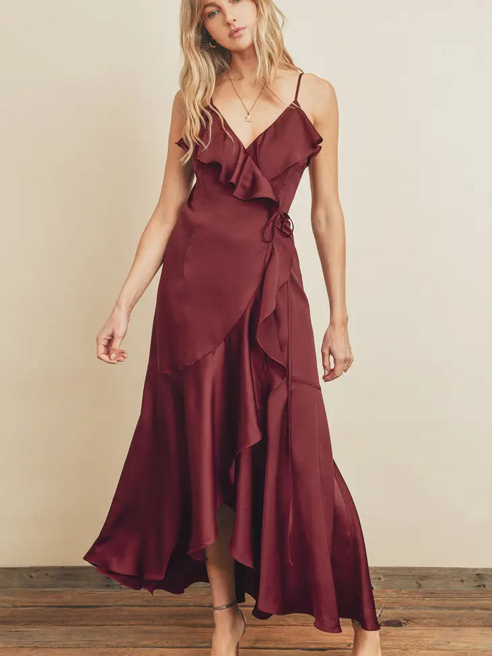 THE BURGUNDY WRAP DRESS