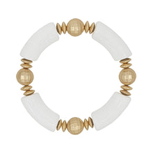 Load image into Gallery viewer, Acrylic Bamboo and Gold Beaded Stretch Bracelet
